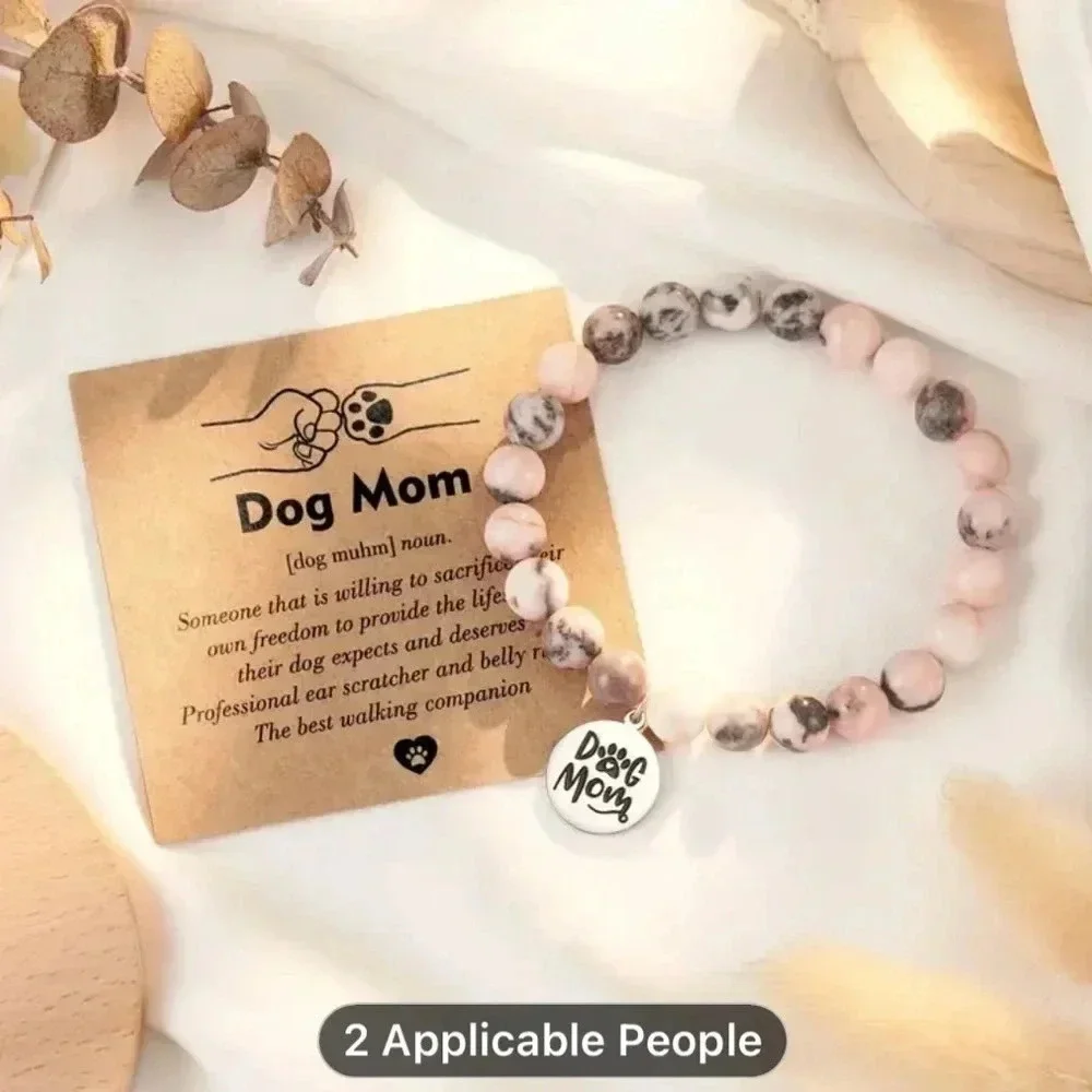 Dog Mom Bracelet Pink Gray Black